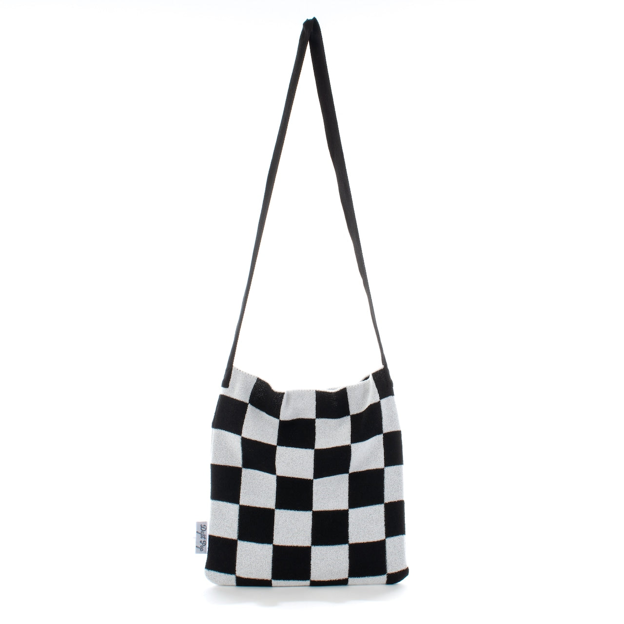 CHECKERED KNIT BAG(BLACK)