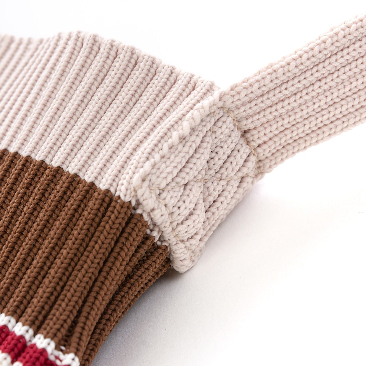 MULTI BORDER KNIT BAG(BEIGE)