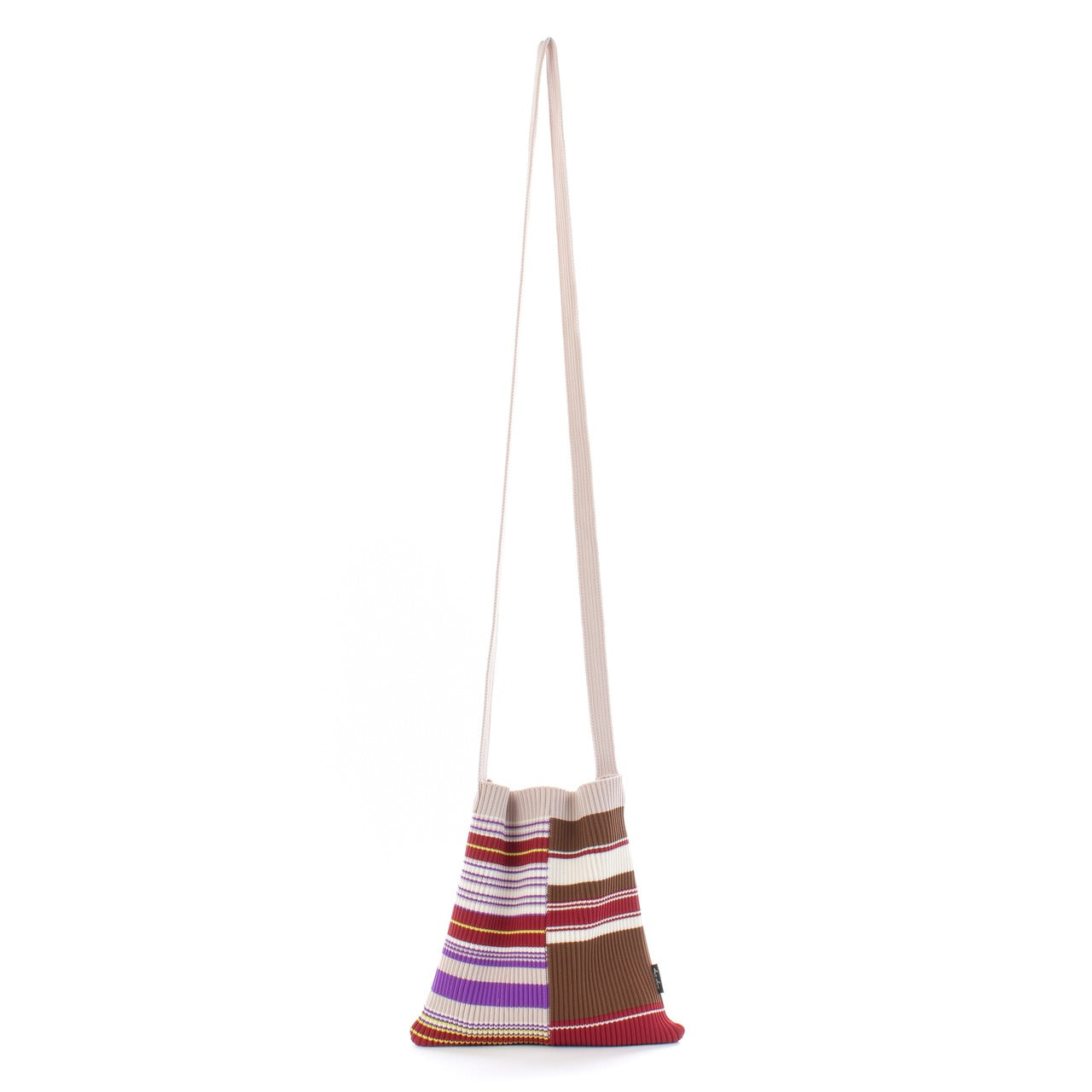 MULTI BORDER KNIT BAG(BEIGE)