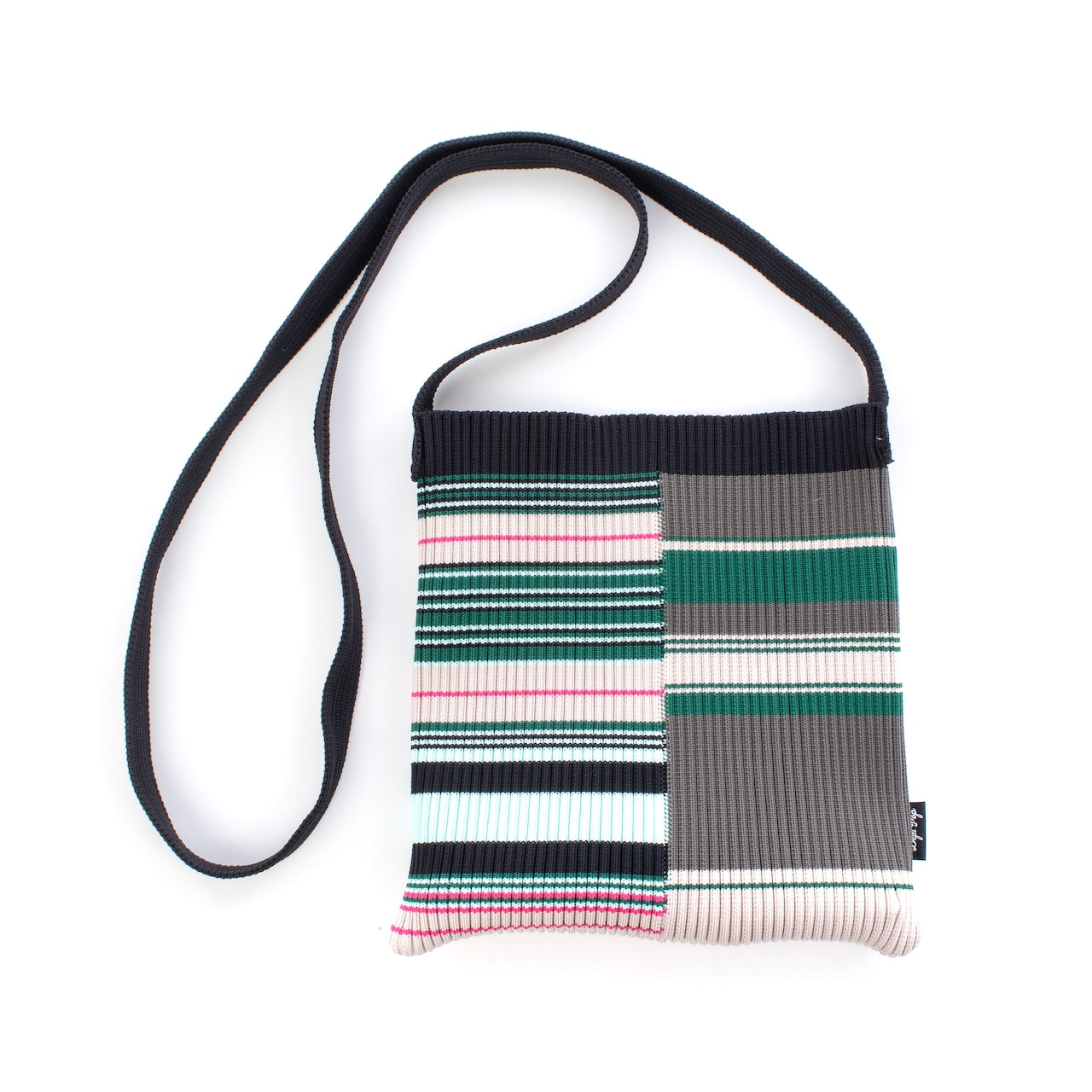 MULTI BORDER KNIT BAG(BLACK)