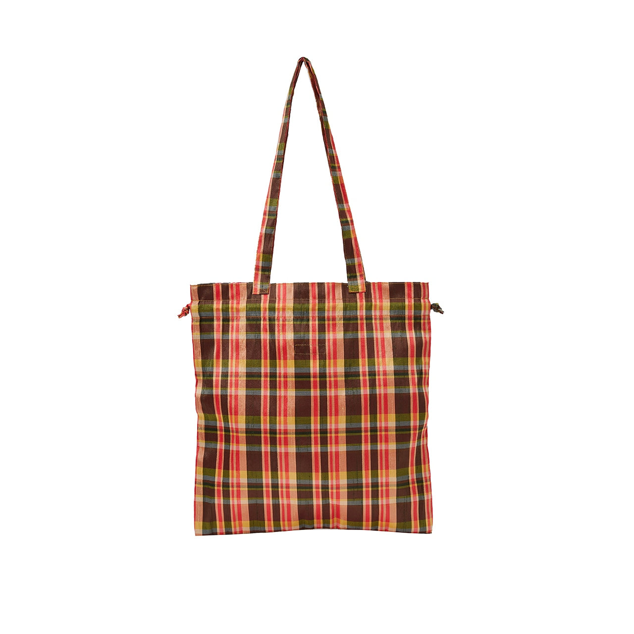 MADRAS CHECK PATTERN TOTE(RED*BEIGE)