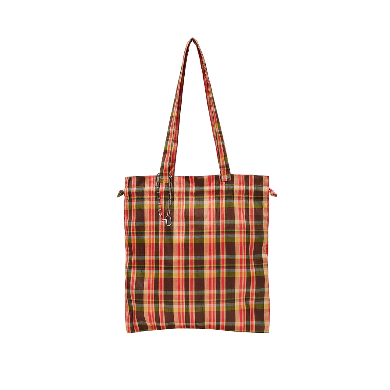 MADRAS CHECK PATTERN TOTE(RED*BEIGE)