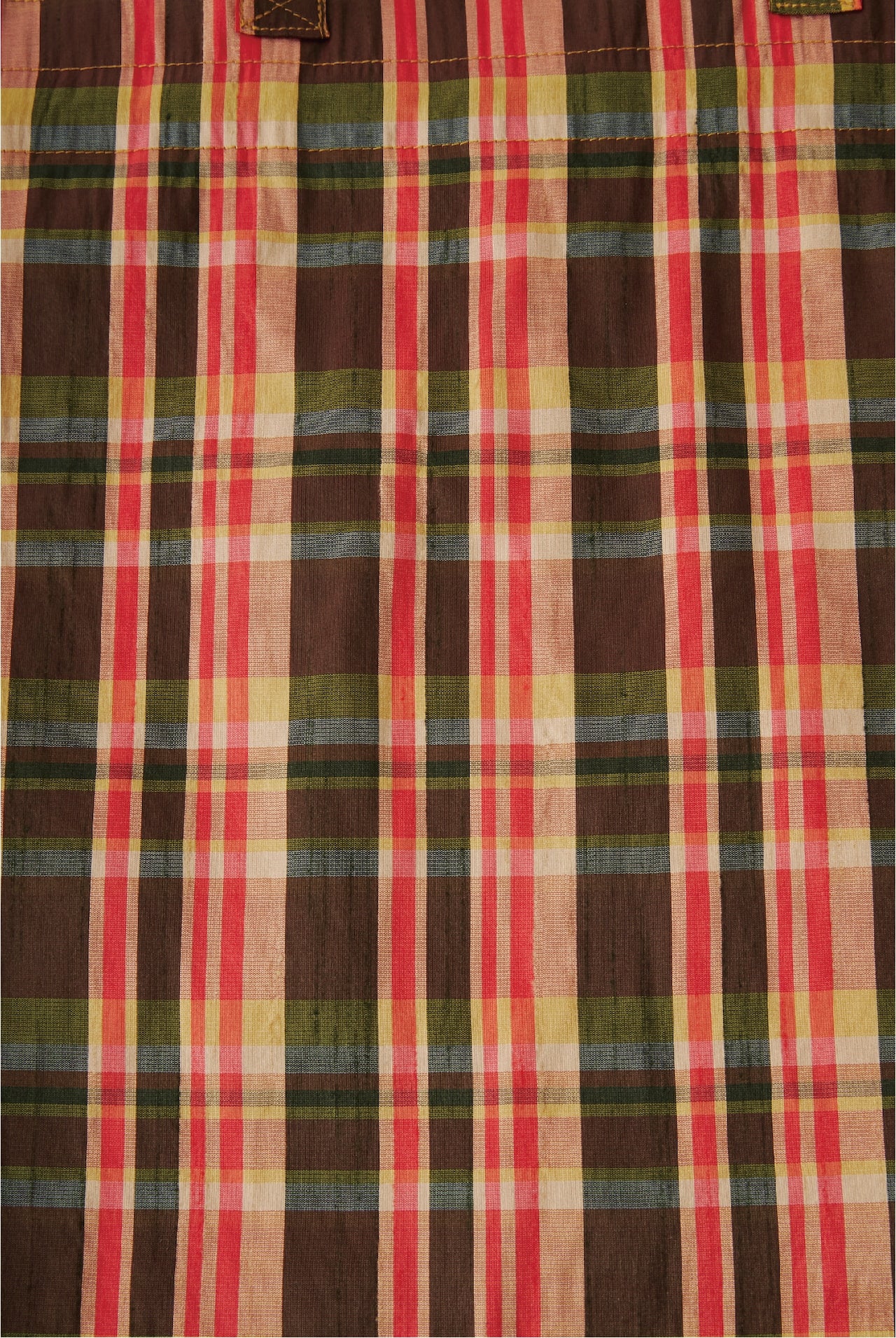 MADRAS CHECK PATTERN TOTE(RED*BEIGE)