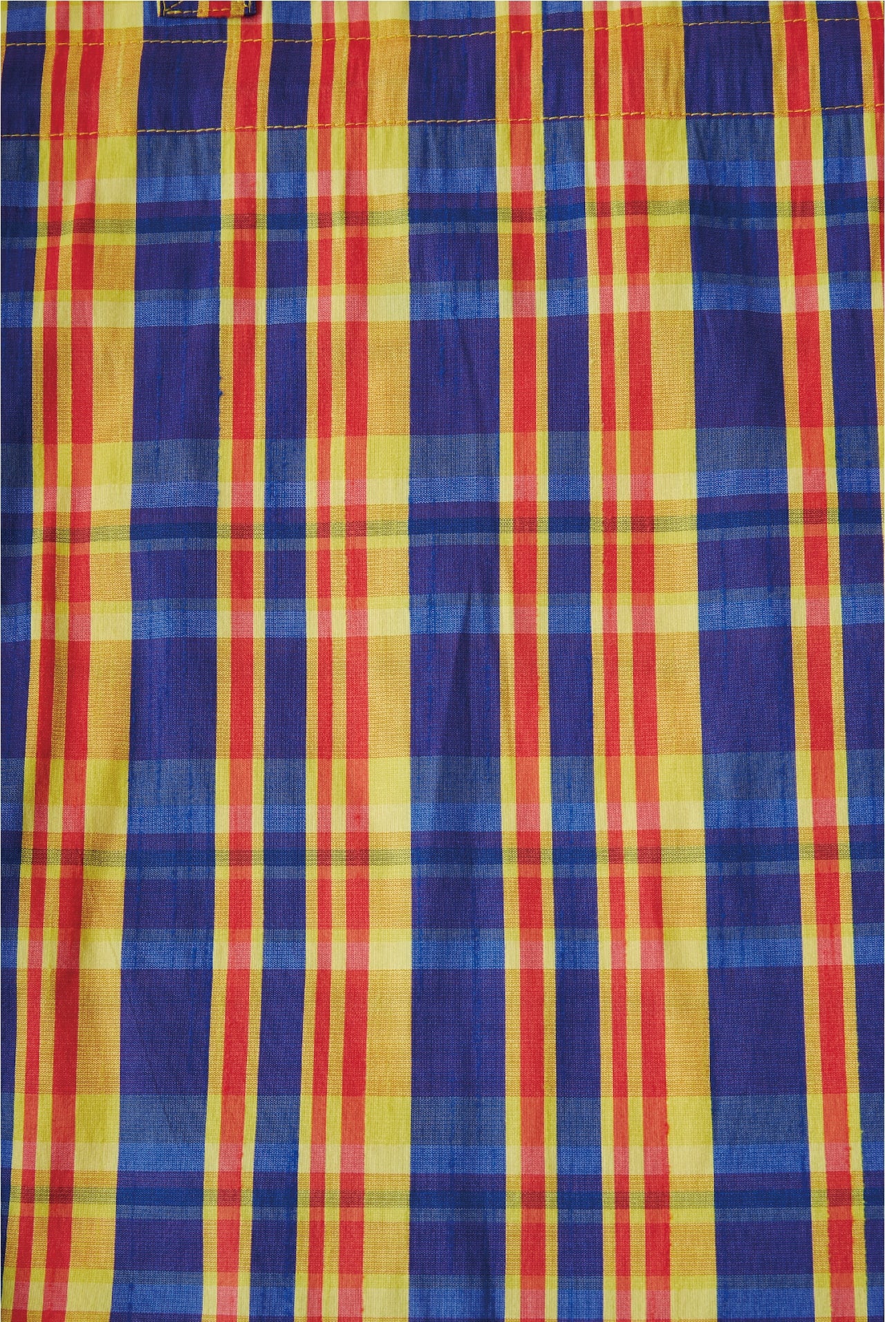 MADRAS CHECK PATTERN TOTE(ROYAL*YELLOW)