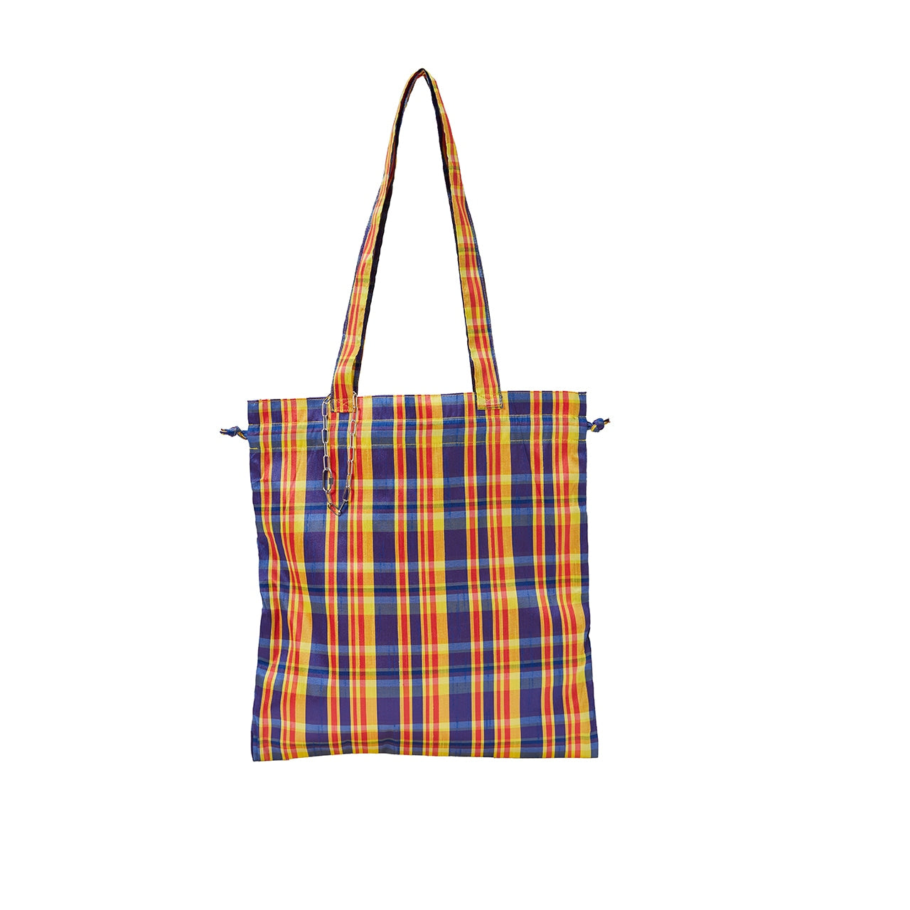 MADRAS CHECK PATTERN TOTE（ROYAL*YELLOW）