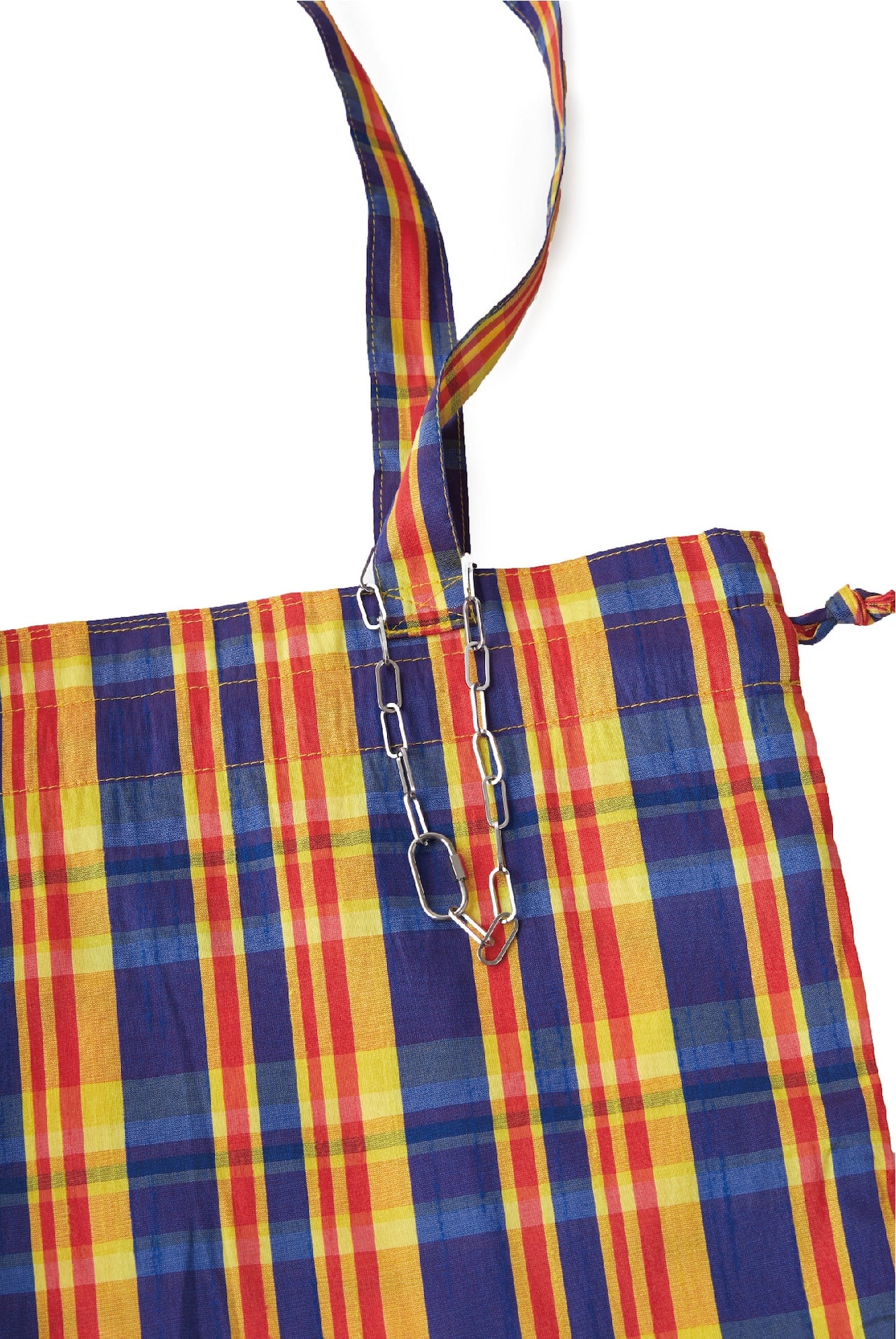 MADRAS CHECK PATTERN TOTE（ROYAL*YELLOW）